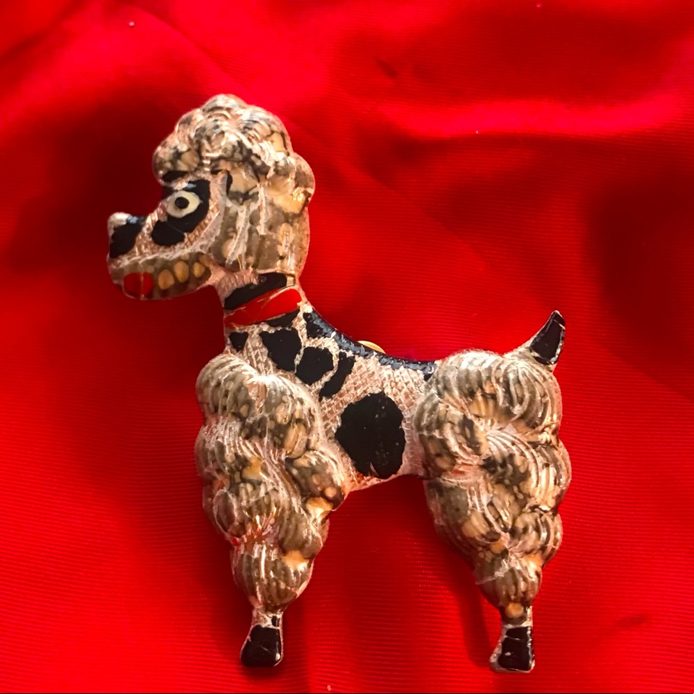 Vintage pink Poodle brooch